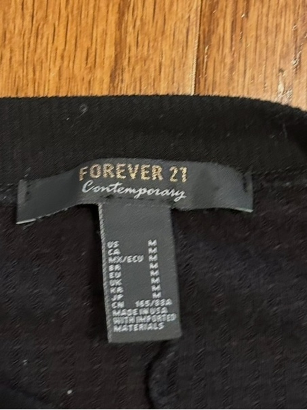 Forever 21 Black Long Sleeve Crop Top Ribbed Trendy Minimal Basic M - Picture 4 of 8